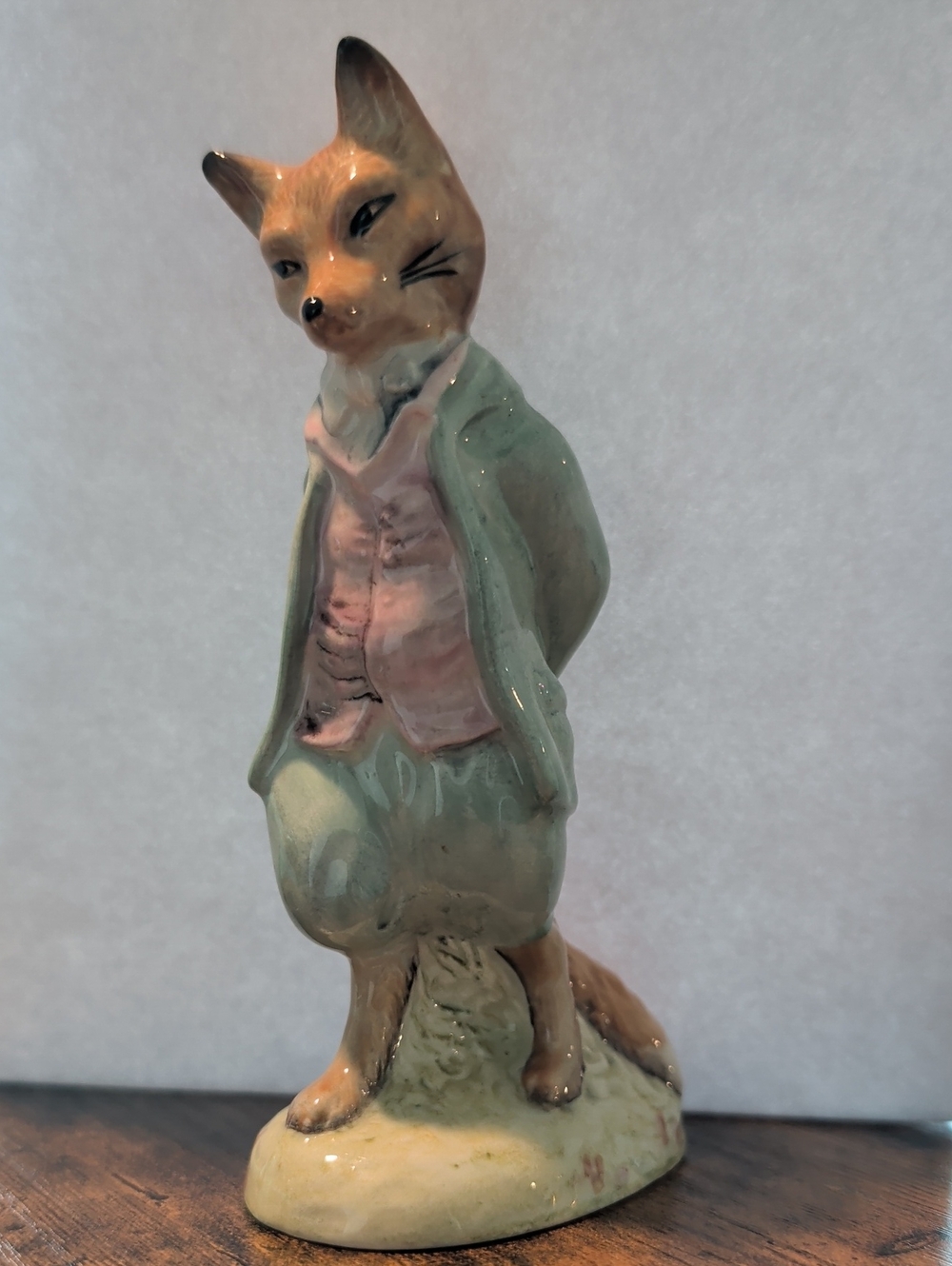 Royal Albert Ceramic Fox Figurine in Green and Pink